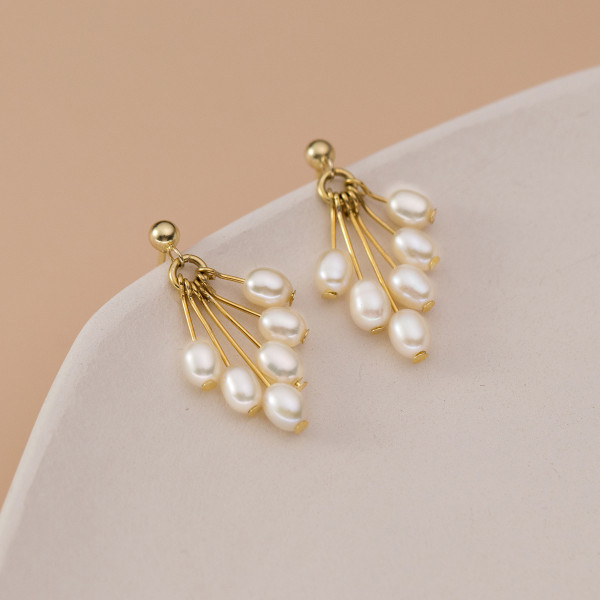 A40145 s925 sterling silver pearl pendant stud vintage design elegant earrings