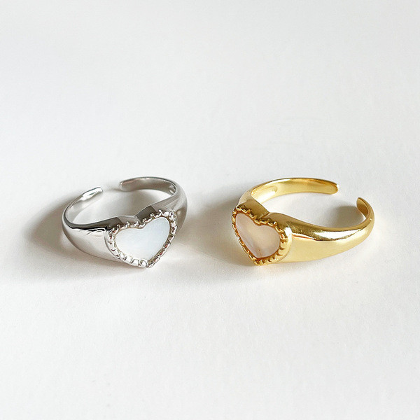 A32572 925 sterling silver heart shell ring