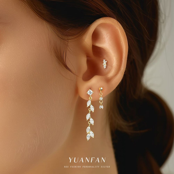A45699 s925 sterling silver teardrop cubic zirconia trendy earrings