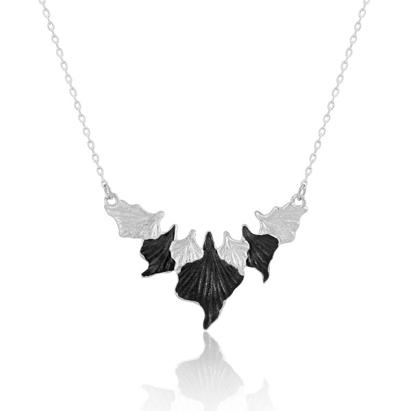 A42575 tree leaf s925 sterling silver unique elegant plated necklace