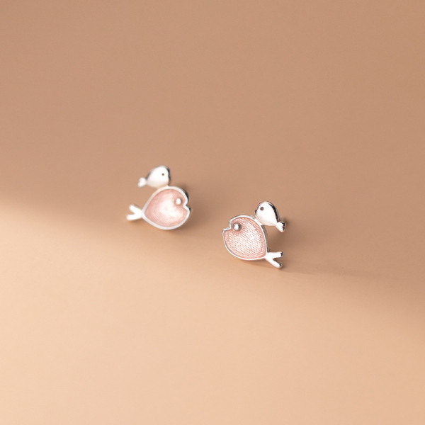 A35957 s925 sterling silver simple cute pink earrings
