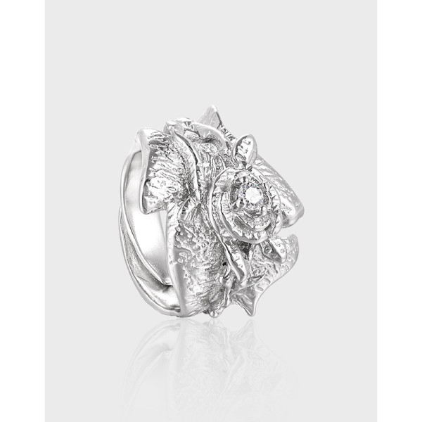 A40287 unique elegant rhinestone rose s925 sterling silver ring