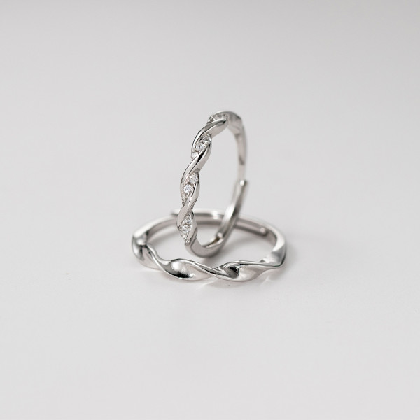 A44498 s925 sterling silver dainty simple elegant twist ring