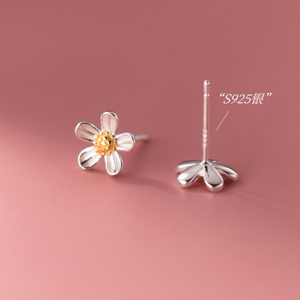 A37935 s925 sterling silver daisy flower stud trendy earrings
