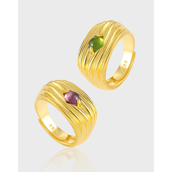 A40948 unique multilayer layered bar wrinkled glass s925 sterling silver adjustable ring