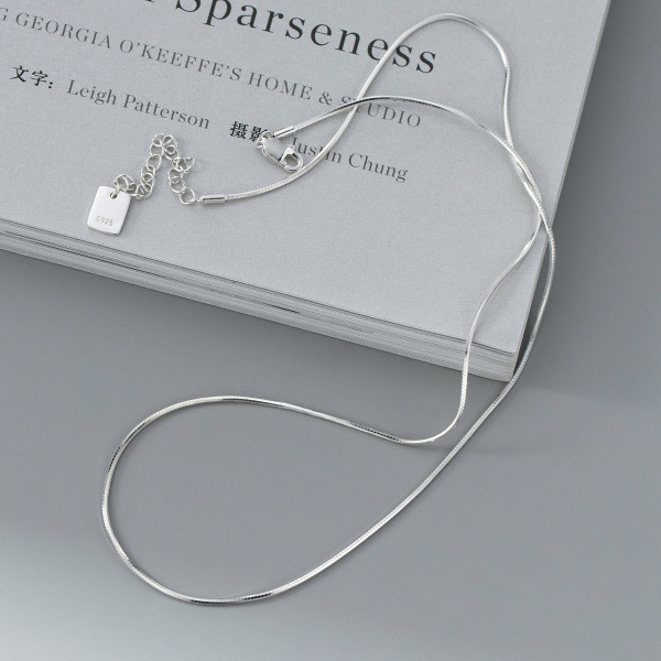 A46122 s925 silver dainty simple square necklace