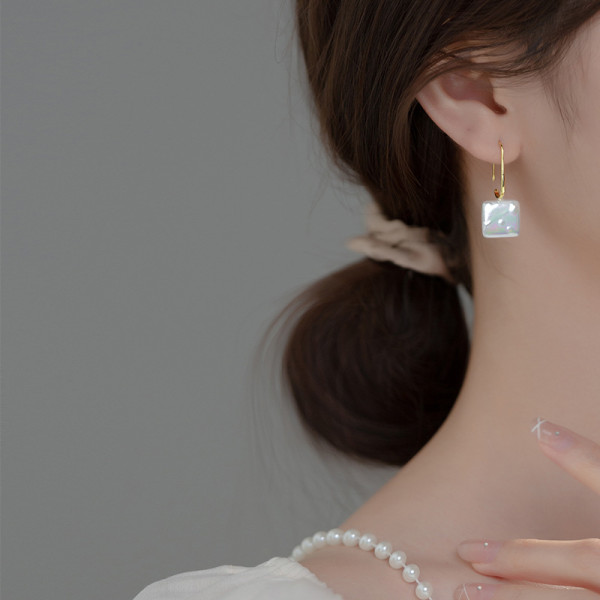 A36806 s925 sterling silver geometric square acrylic earrings