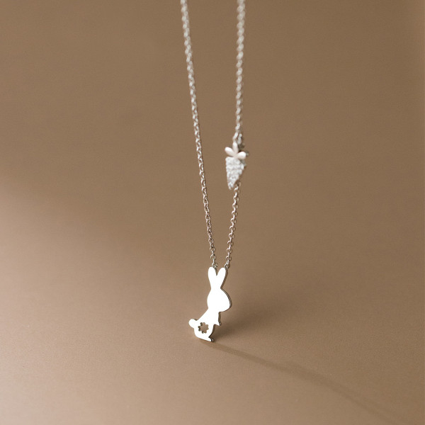 A35276 s925 sterling silver chic simple sweet rhinestone necklace