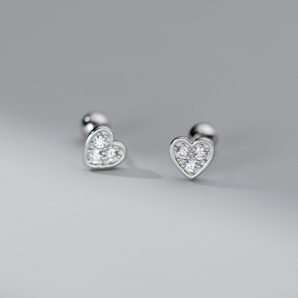 A39736 s925 sterling silver sparkling rhinestone elegant heartshape earrings