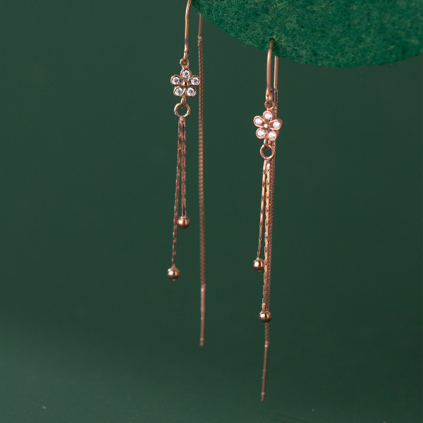 A37856 s925 sterling silver rhinestone string dainty long earrings