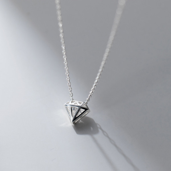 A41742 s925 sterling silver rhinestone simulateddiamond simple hollowed design necklace