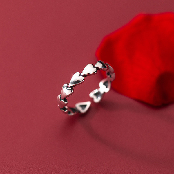 A32113 s925 sterling silver sweet silver heart ring