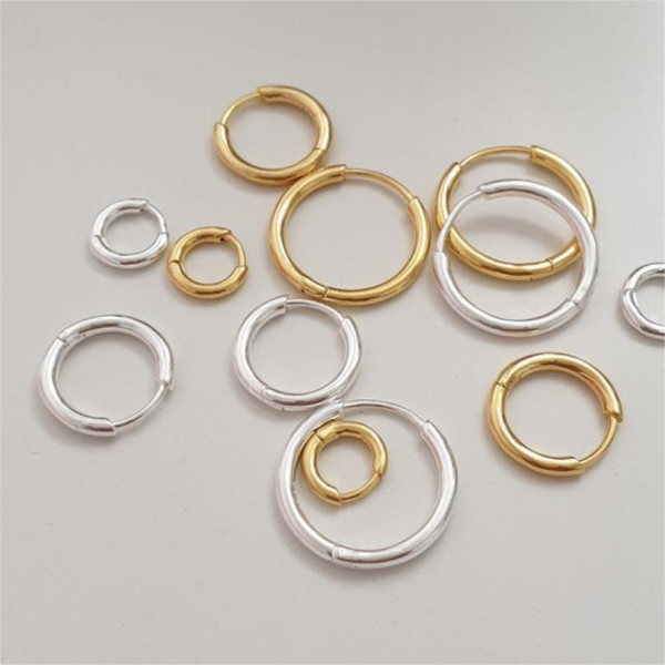 A38816 sterling silver circle simple fashion earrings