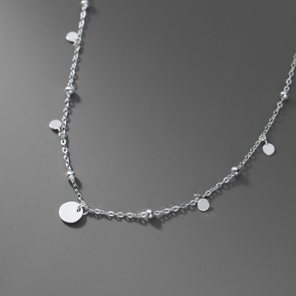 A43315 s925 sterling silver plate fringe simple necklace