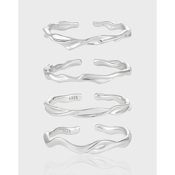 A40931 unique simple s925 sterling silver adjustable ring
