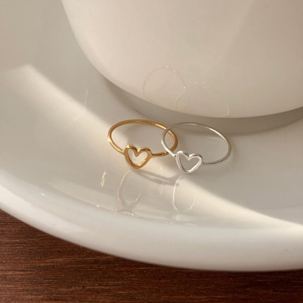 A41960 sterling silver heart simple fashion adjustable ring