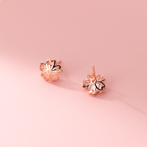 A35499 s925 sterling silver hollowed beautiful rhinestone trendy sweet simple earrings