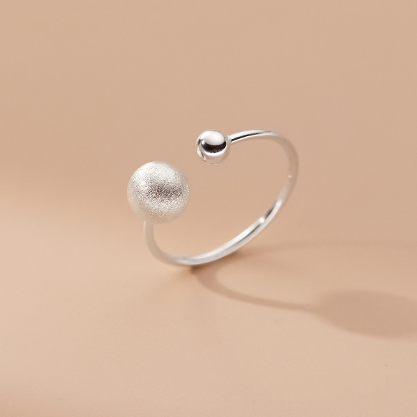 A39319 s925 sterling silver bead design adjustable ring