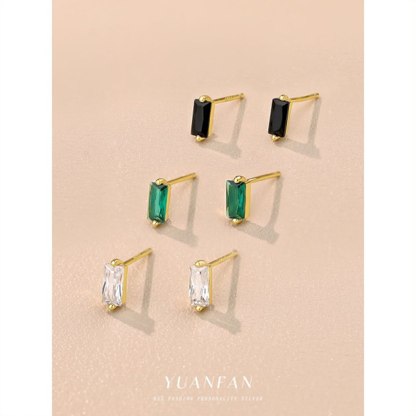 A43680 s925 sterling silver square stud simple dainty earrings