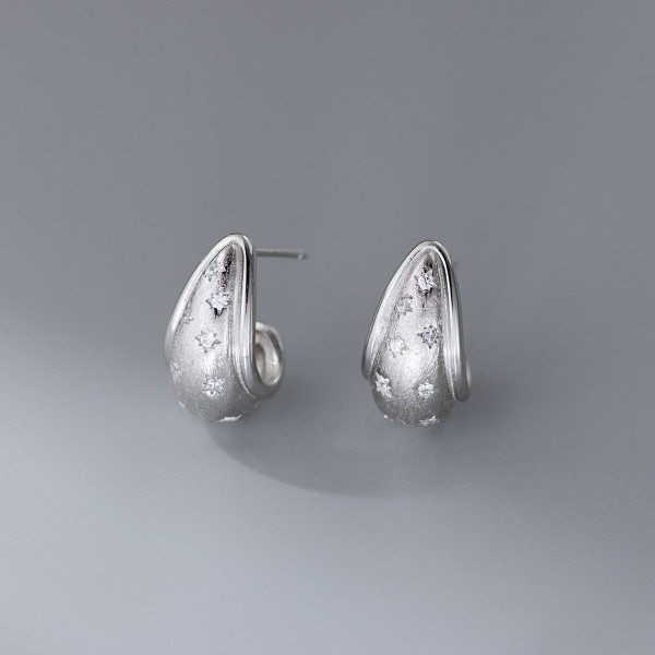A46179 s925 sterling silver dainty simple rhinestone teardrop stud earrings