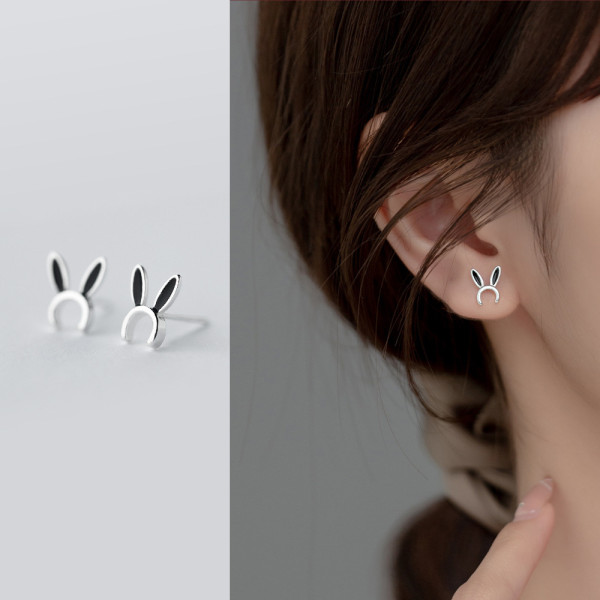 A35750 s925 sterling silver fashion sweet black earrings