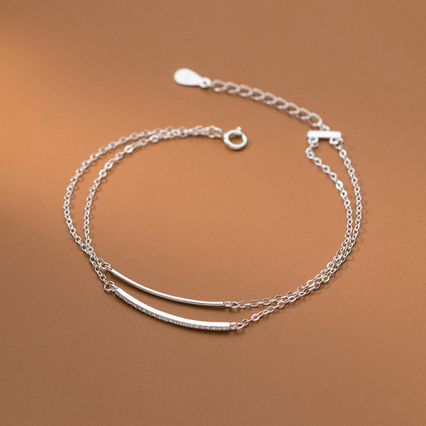 A30215 s925 sterling silver trendy doublelayer rhinestone sweet bracelet