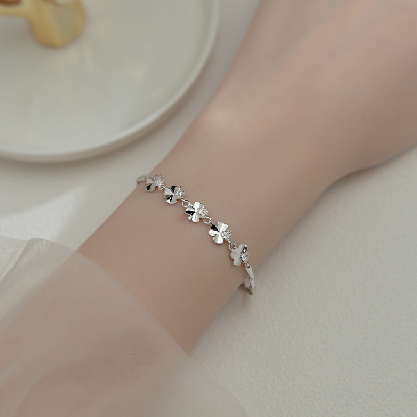 A36090 s925 sterling silver fashion sweet rhinestone charm bracelet