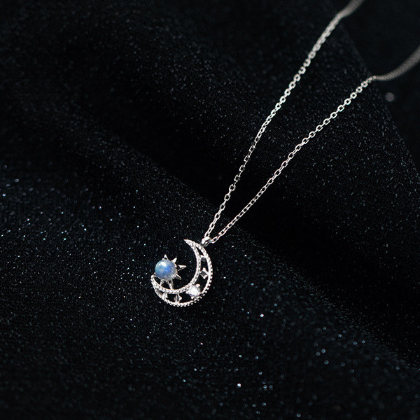 A34009 s925 sterling silver chic rhinestone glass sweet necklace