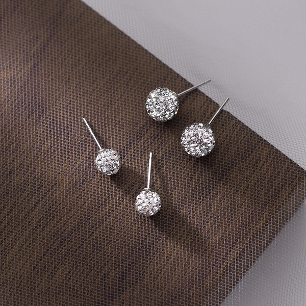 A34680 s925 sterling silver sparkling ball earrings