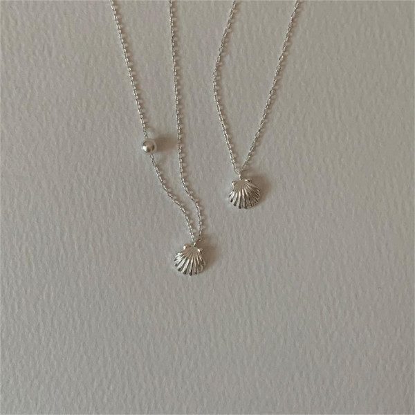 A40363 sterling silver shell pearl simple necklace