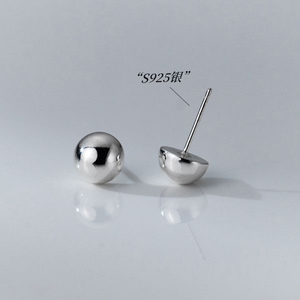 A38325 s925 sterling silver circle stud design elegant cute earrings