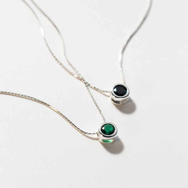 A39305 s925 sterling silver simple rhinestone elegant cute necklace