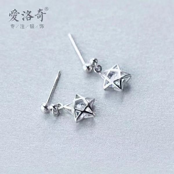 A33699 s925 sterling silver sweet rhinestone star earrings