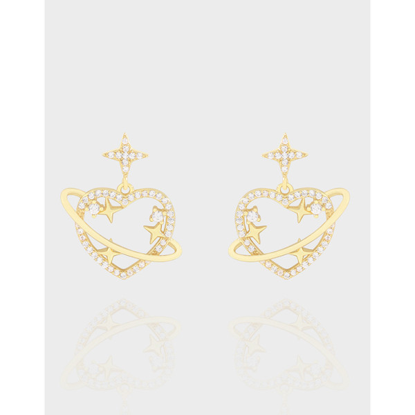 A41995 design heart ball cubic zirconia stud sterling silver s925 earrings