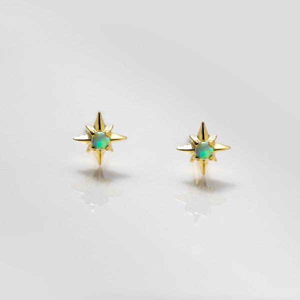 A45066 s925 sterling silver elegant minimalist green opal stud earrings