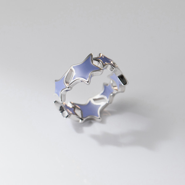 A41853 s925 sterling silver stars adjustable design unique ring