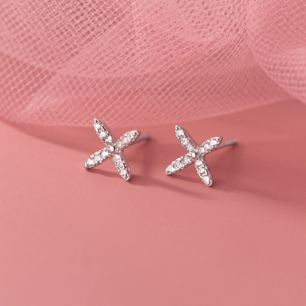 A37940 s925 sterling silver rhinestone elegant stud cute dainty earrings