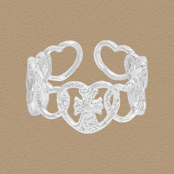 A45464 heart sterling silver s925 heartshape adjustable ring