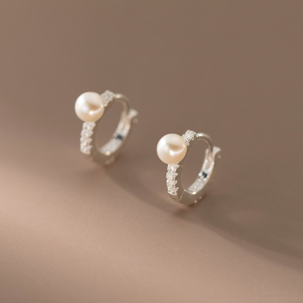 A41190 s925 sterling silver pearl rhinestone trendy earrings