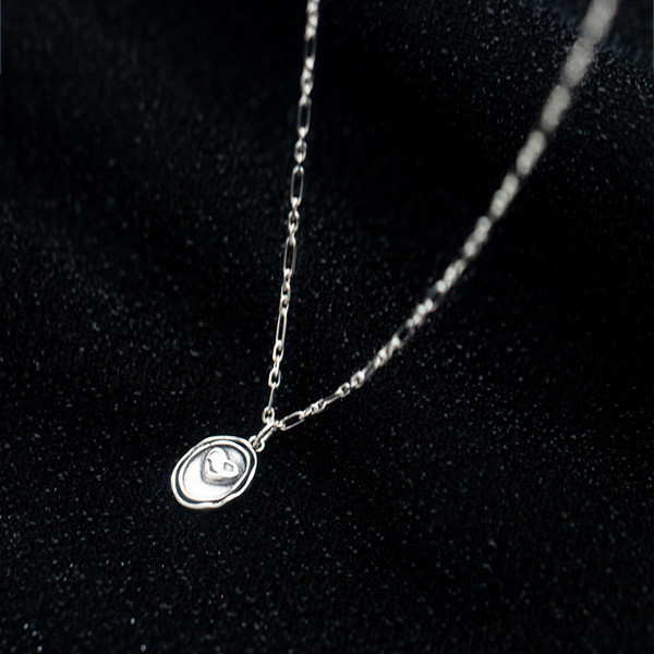 A34059 s925 sterling silver silver oval heart necklace