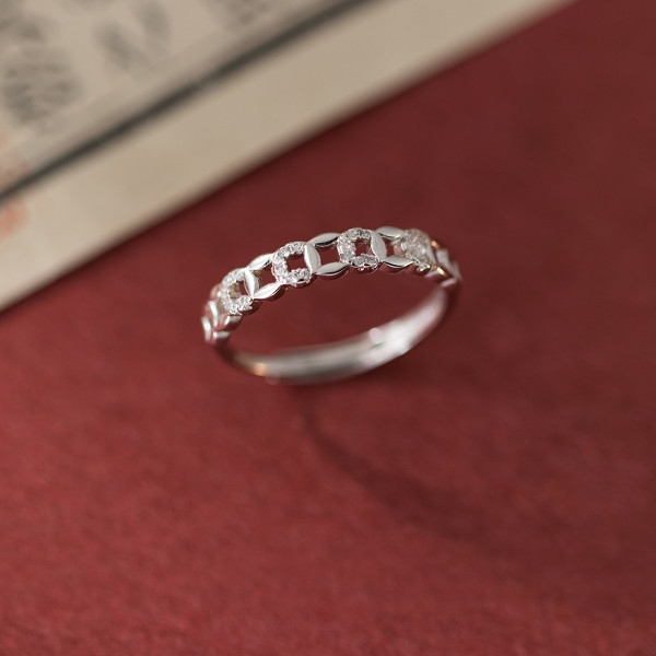 A45371 s925 sterling silver trendy sweet unique rhinestone copper ring