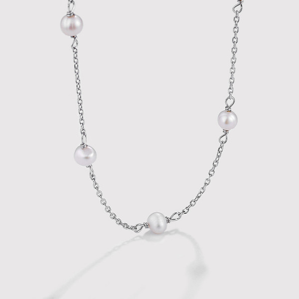 A35317 925 sterling silver fashion baroque pearl necklace