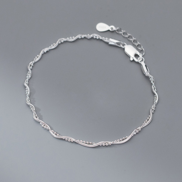 A41376 s925 sterling silver braided bead charm trendy elegant bracelet
