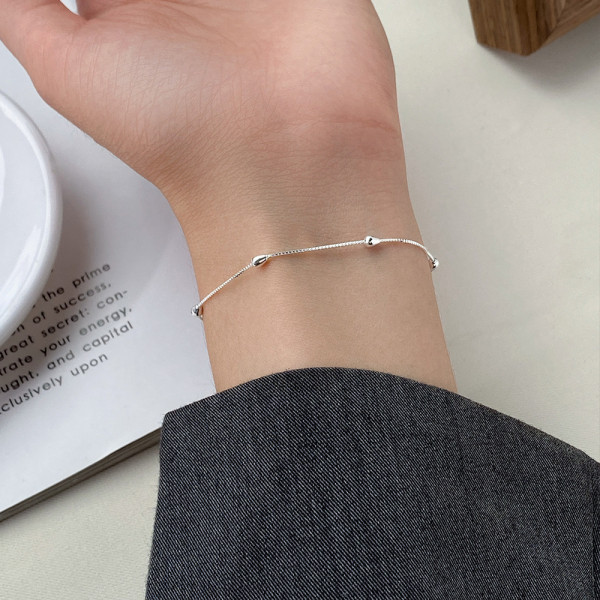A43747 s925 silver trendy sweet unique simple teardrop charm bracelet
