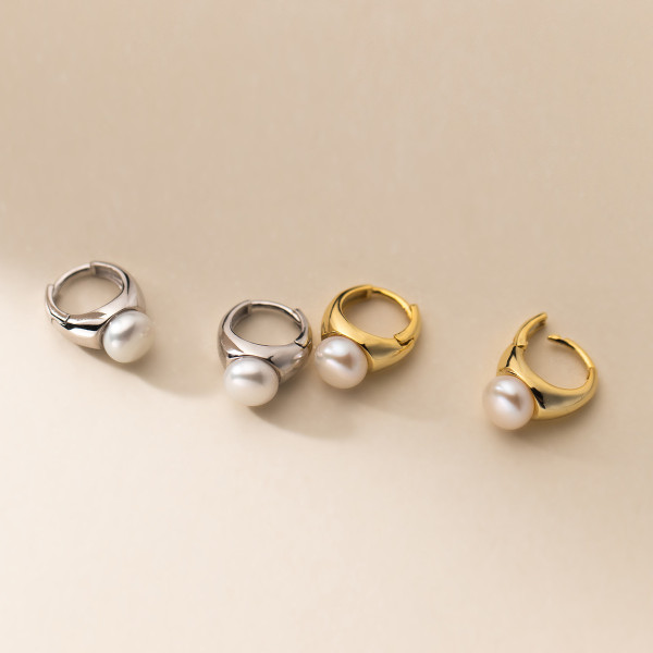 A35615 s925 sterling silver pearl simple chic cute sweet fashion earrings