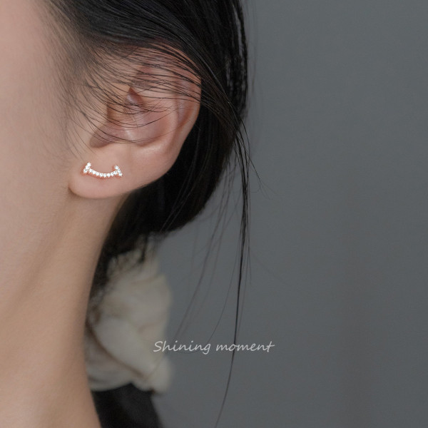 A43388 s925 sterling silver sparkling rhinestone smile stud fashion earrings
