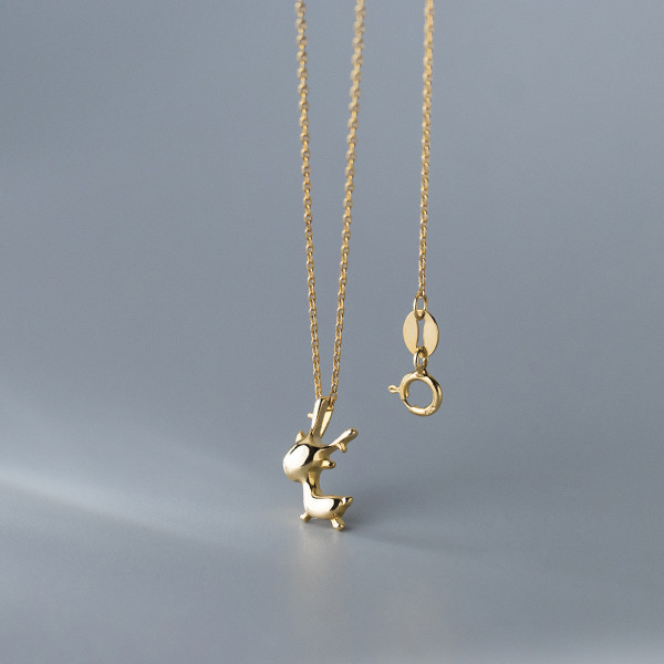A36735 s925 sterling silver christmas deer necklace