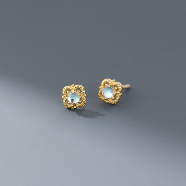A43397 s925 sterling silver vintage hollowed stud earrings