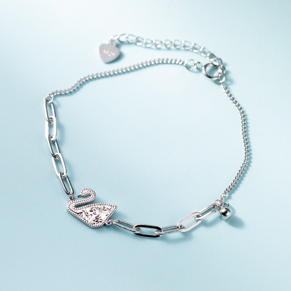 A45292 s925 silver trendy sweet elegant swan charm bracelet