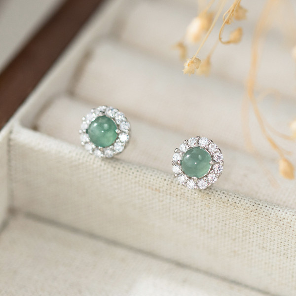 A46226 s925 sterling silver sweet rhinestone circle stud earrings